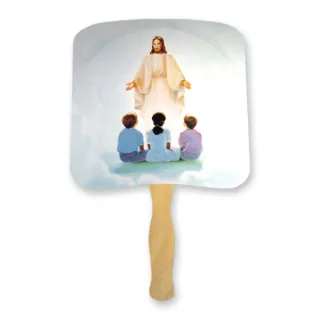 Christ preaching to children hand fan