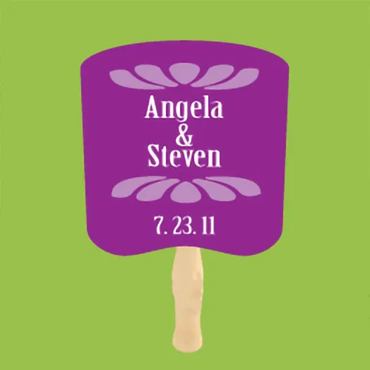Purple fan with Angela & Steven and the date 7.23.11