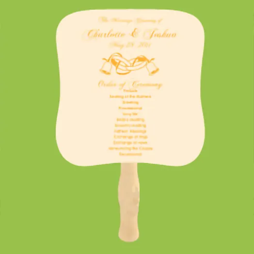 Cream fan printed as an order of ceremony for Charlotte and Joshua