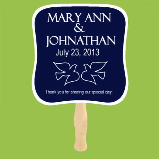 Navy fan with two doves and Mary Ann & Johnathan